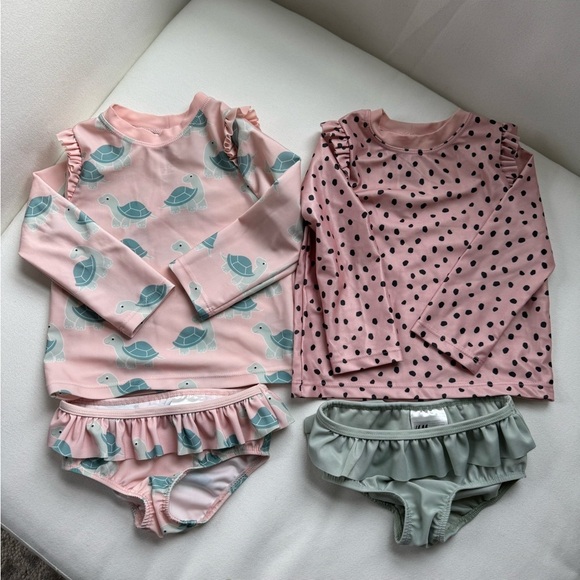 H&M Other - H&M Swimsuit Baby Girl 2-Piece Swimsuit Set – 6-12M, Long Sleeve Rash Guards